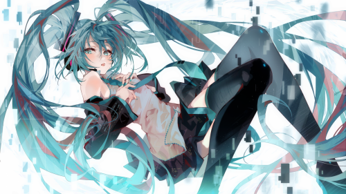 anime anime girls Hatsune Miku Vocaloid twintails long hair blue hair blue eyes 2242012