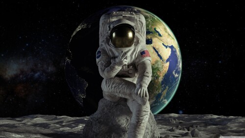 astronaut on the moon victory wallpaper 3840x2160